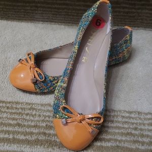 Plaid orange ballet flats